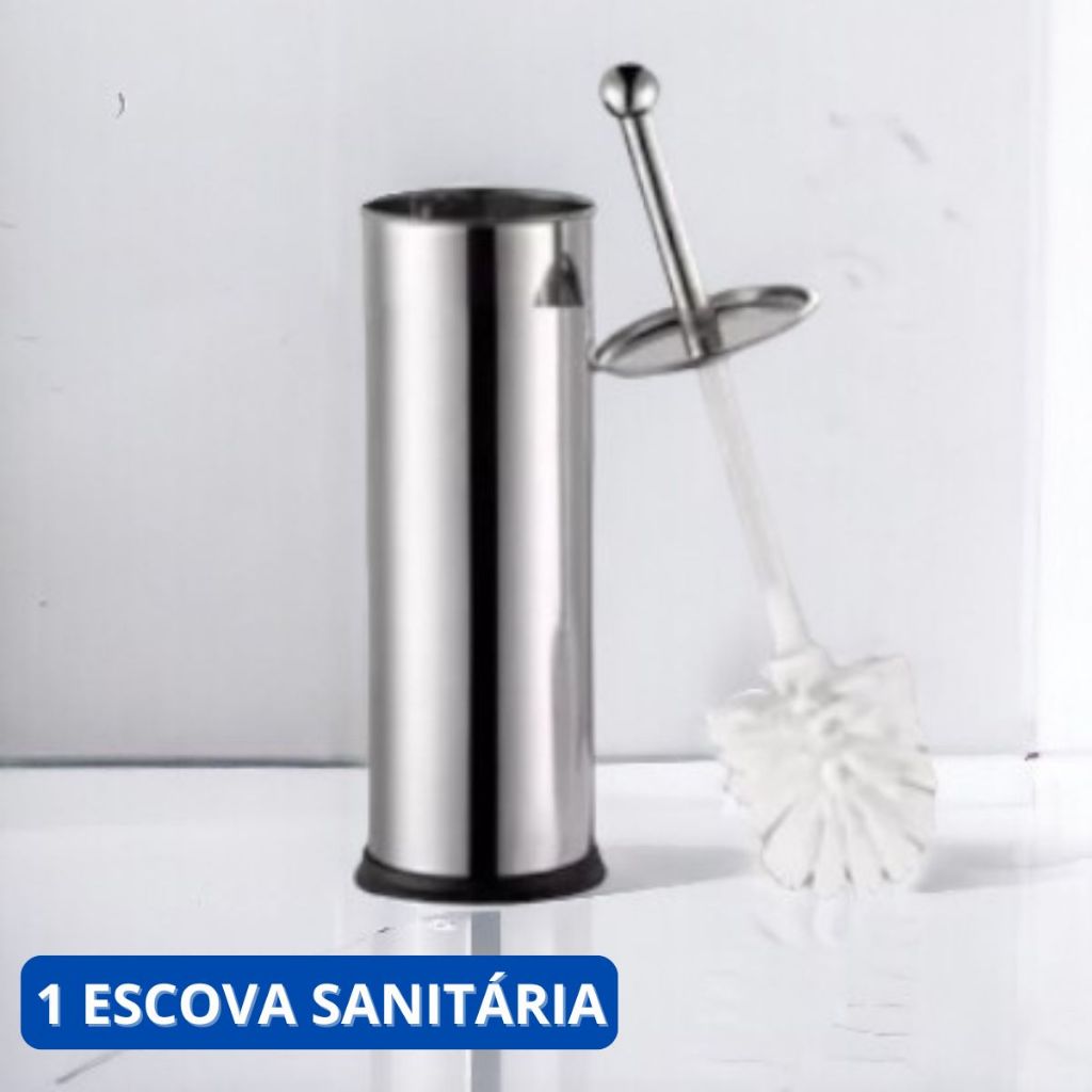 Escova Sanitária Clink Em Aco Inox Lavatina Limpar Vaso Sanitario