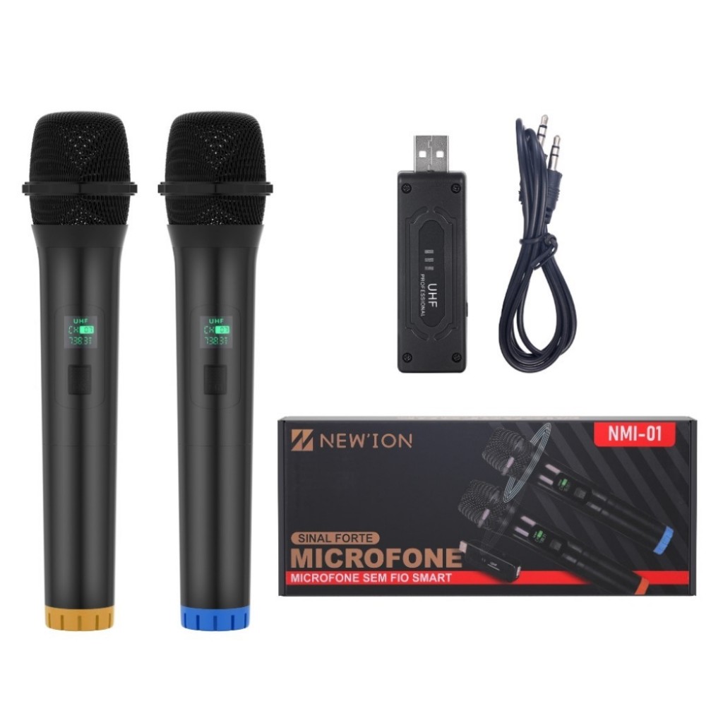 Kit Microfones Sem Fio Sinal Forte Digital Igreja Karaok New Ion Nmi