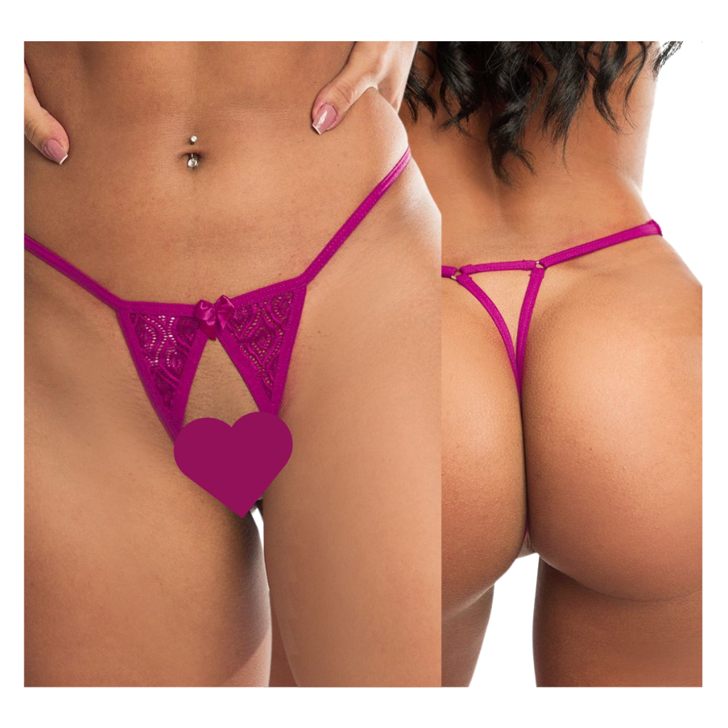 Calcinha Aberta De Renda Fio Dental Lingerie Tanga Sensual Presente