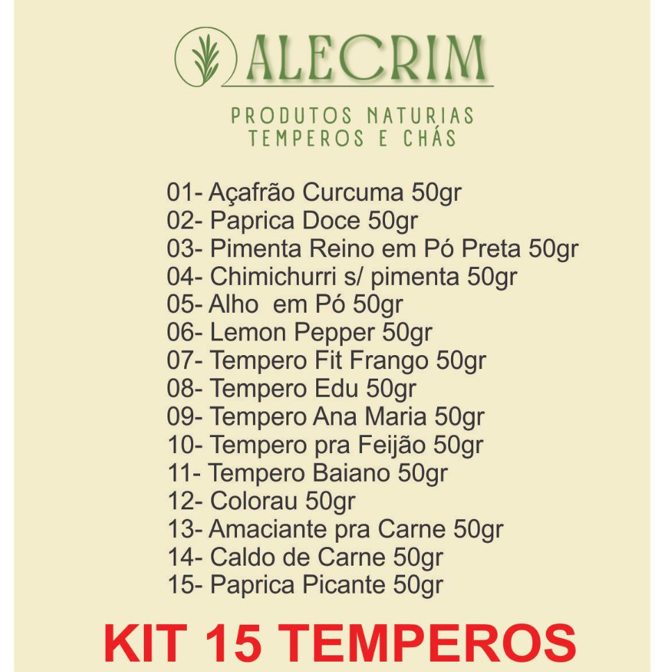 Temperos E Especiarias Kit Temperos Gramas Cada Em