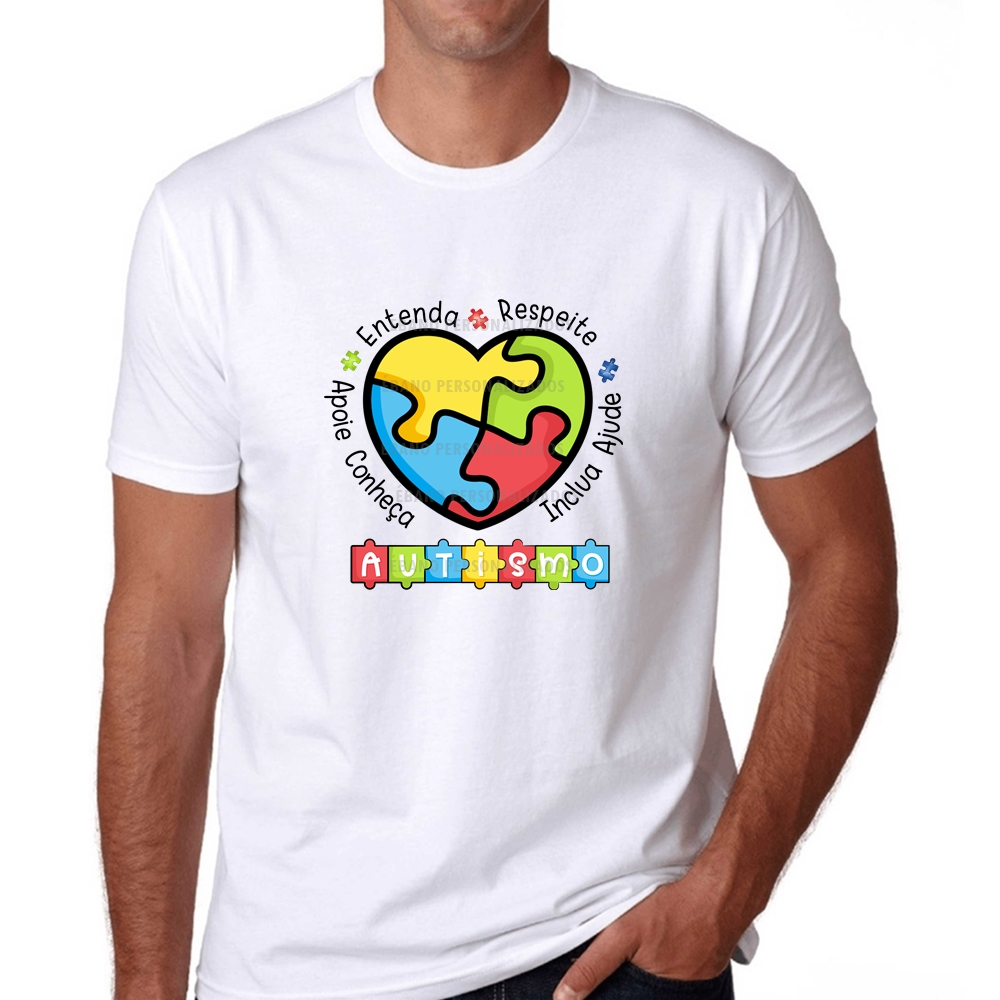 Camiseta Autismo Apoie Conhe A Entenda Respeite Inclua Ajude Tea Tdah