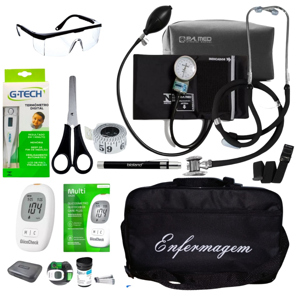 Kit De Enfermagem Preto Glicossímetro Completo Shopee Brasil