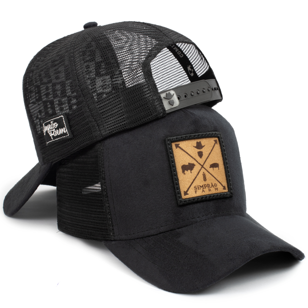 Boné Agro Trucker Em Camurça Aba Curva Masculino Telinha Original