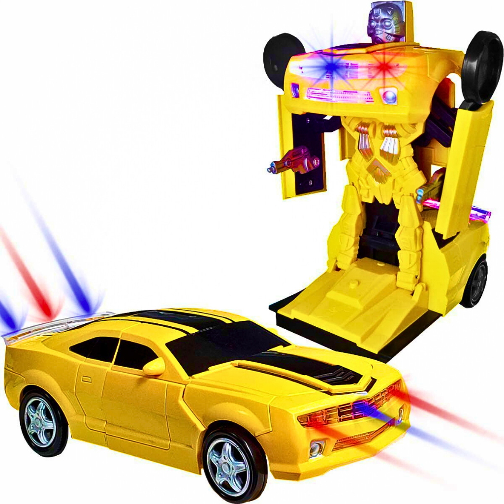 Brinquedo Carrinho Camaro Transformers Vira Robo Luz Som Bate E Volta