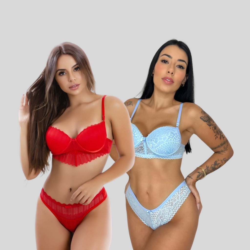 KIT CONJUNTOS LINGERIE PREMIUM LUXO RENDA LINGERIE SENSUAL