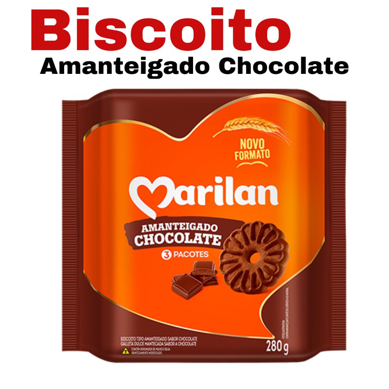 Biscoito Amanteigado Chocolate Marilan 280g Biscoito Amanteigado Para