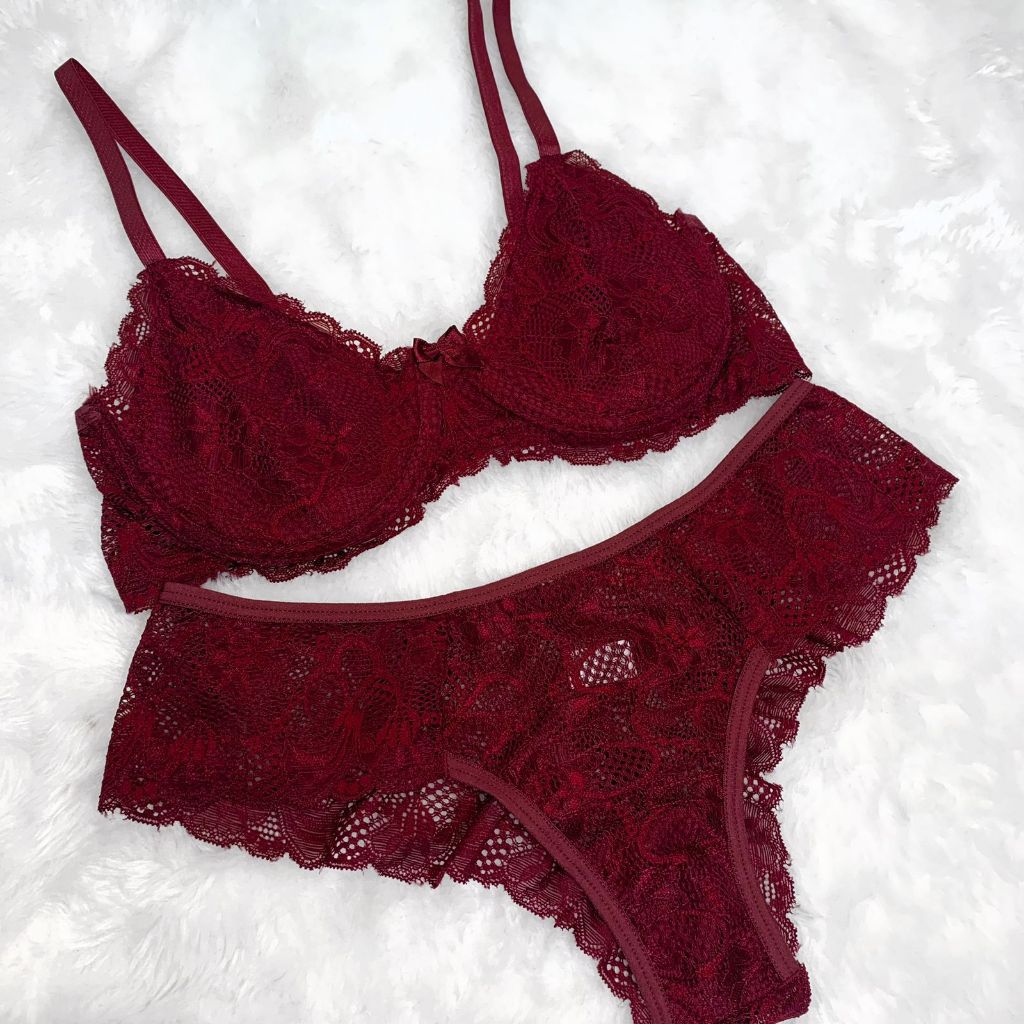 Conjunto De Lingerie Sem Bojo Arco Renda Calcinha e Sutiã Rendados