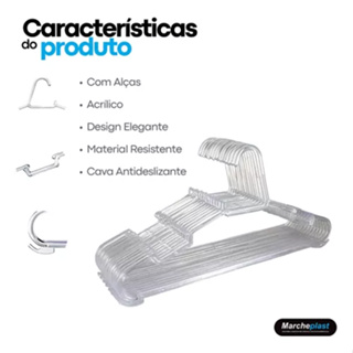 Kit c 60 Cabides Acrílico Transparente Adulto Reforçado Shopee Brasil