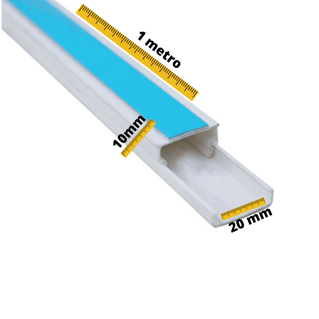 Canaleta De Parede Organizador Fios 20x10mm Sistema X Fita Adesiva