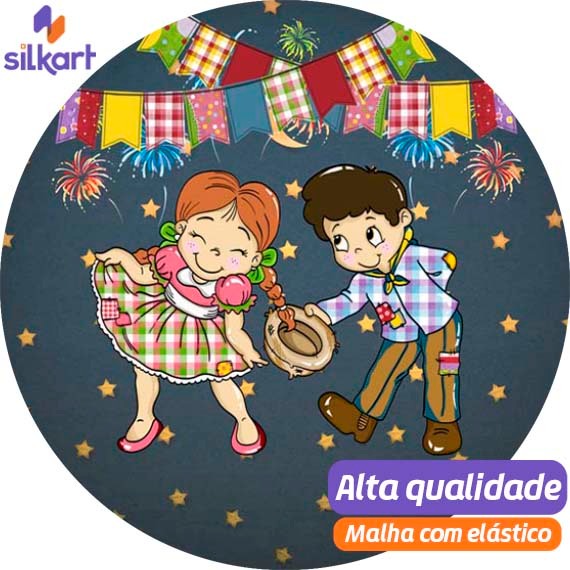 Painel Redondo Tecido Sublimado Festa Junina Arraiá Malha Shopee Brasil