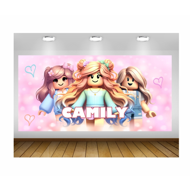 Painel De Festa Roblox Girl Painel De Lona Roblox Girl Painel Game