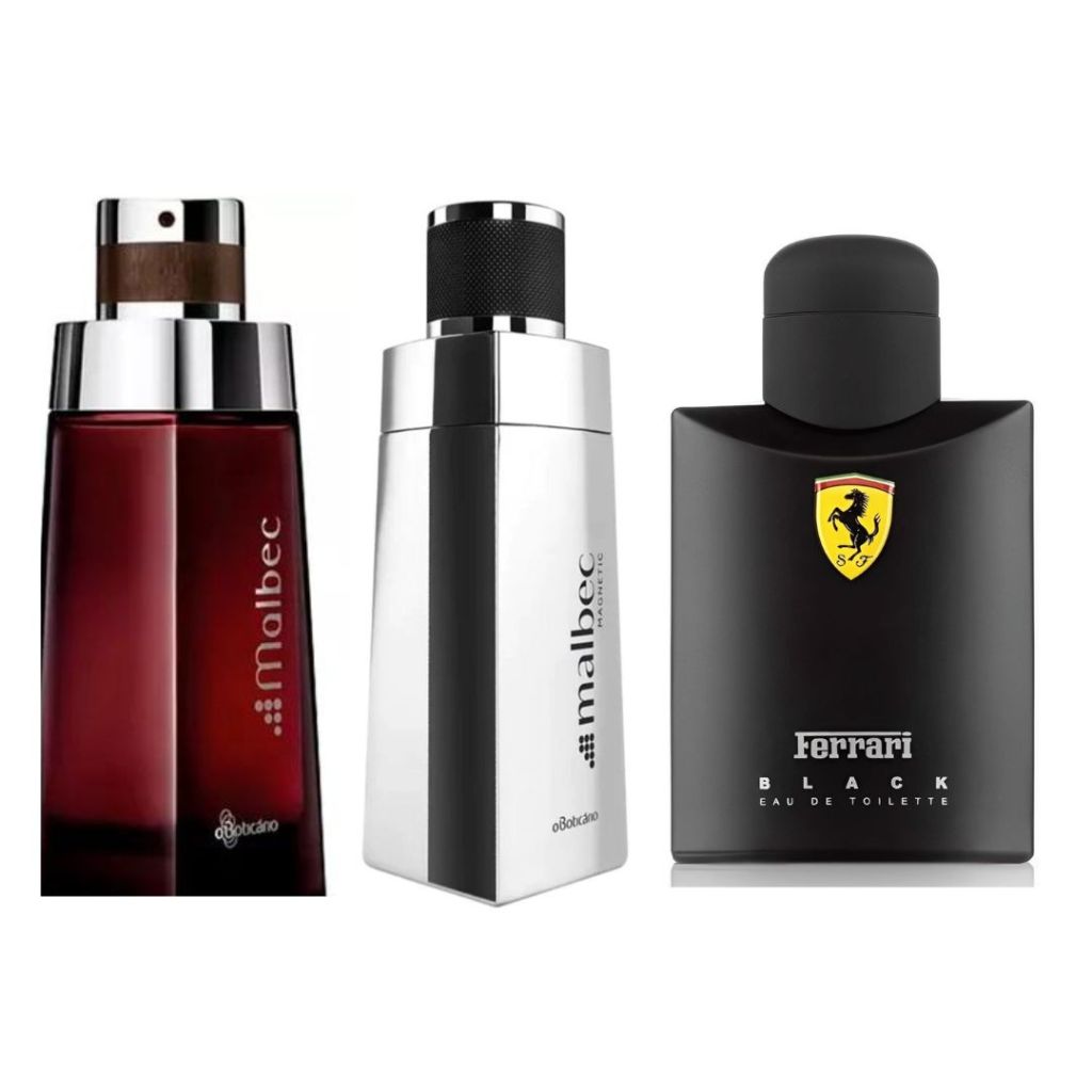 Kit Perfume Masculino Malbec Tradicional Mb Magnetic E Ferrari Black