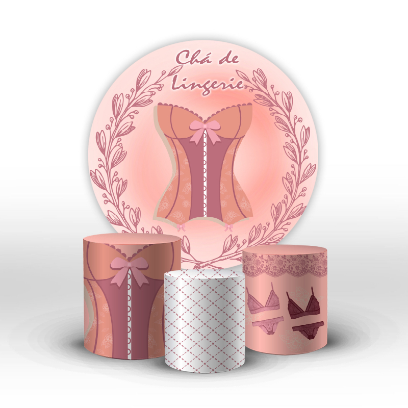 Kit Painel E Trio De Cilindro Chá de Lingerie Tecido Sublimado C