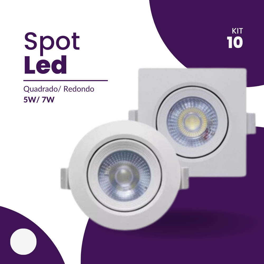 Spot Led W W Embutir Quadrado Redondo Direcion Vel Branco Bivolt