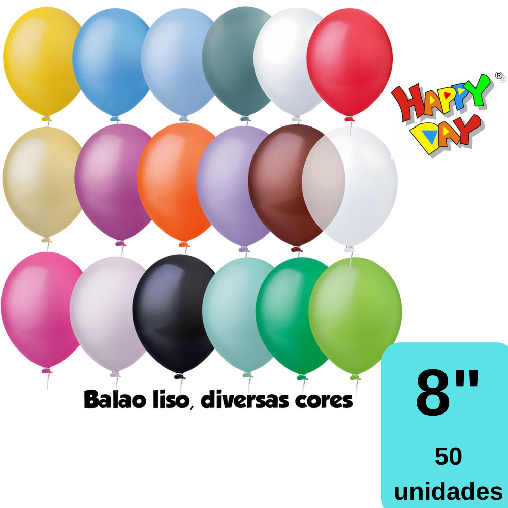 Balão Bexiga de Festa 8 polegadas cores lisa 50 unidades Shopee Brasil