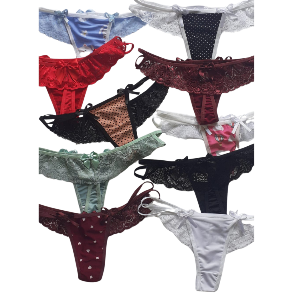 Kit Calcinha Fio Dental Sex Renda Tanguinha Sensual Provocante