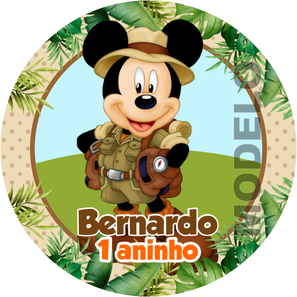 15 Adesivos Latinha ou Pirulito Mickey Safari Etiqueta Rótulo