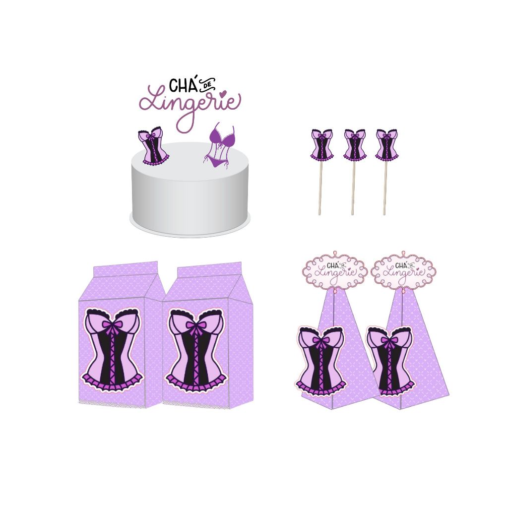 Kit Festa Cha De Lingerie Lilas Personalizado Pegue Monte Shopee Brasil