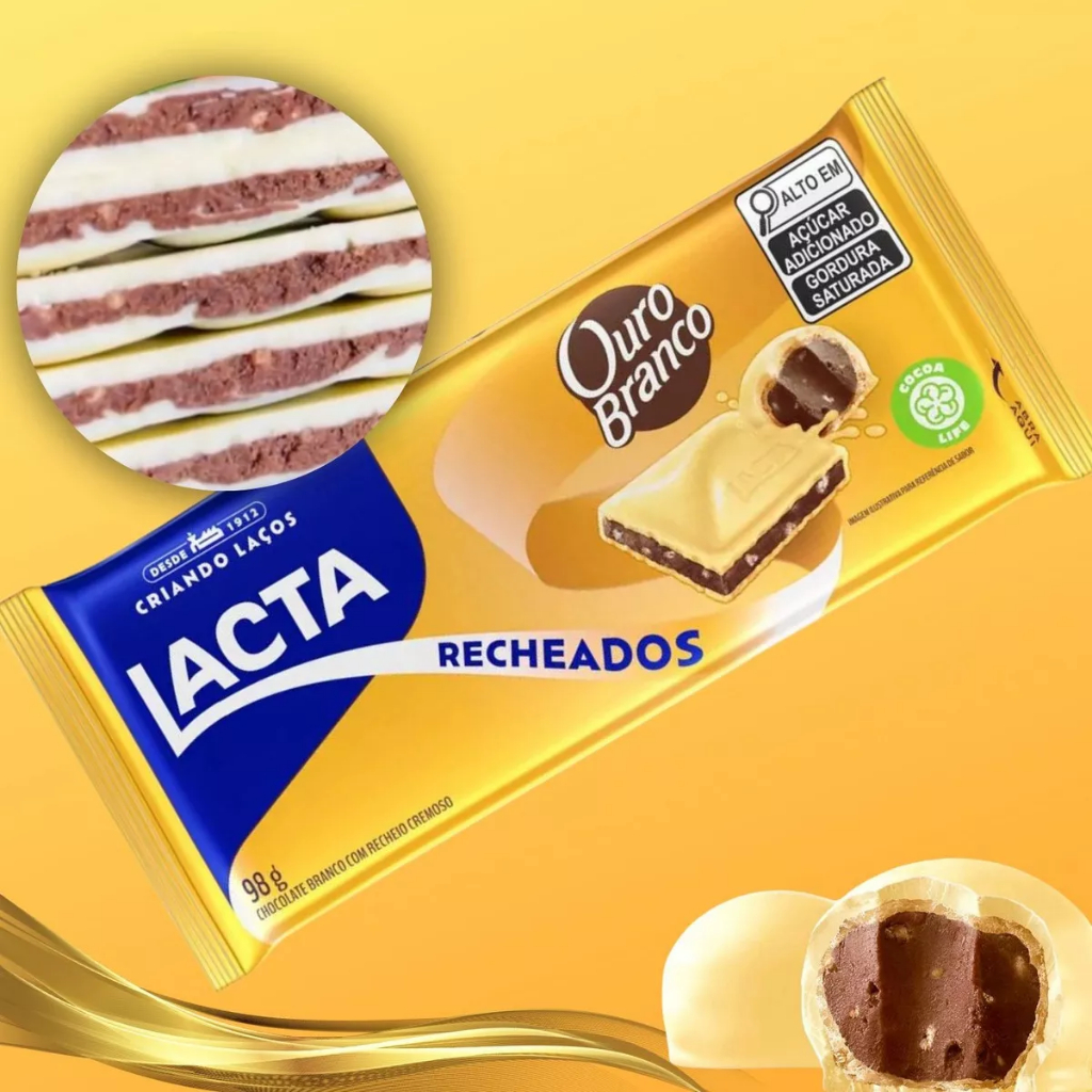 Barra De Chocolate Ouro Branco Lacta G Barra Recheada Shopee Brasil