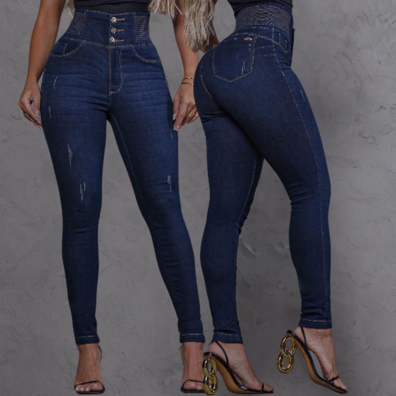 Cal A Modeladora Feminina Jeans Cintura Alta Laycra Premium