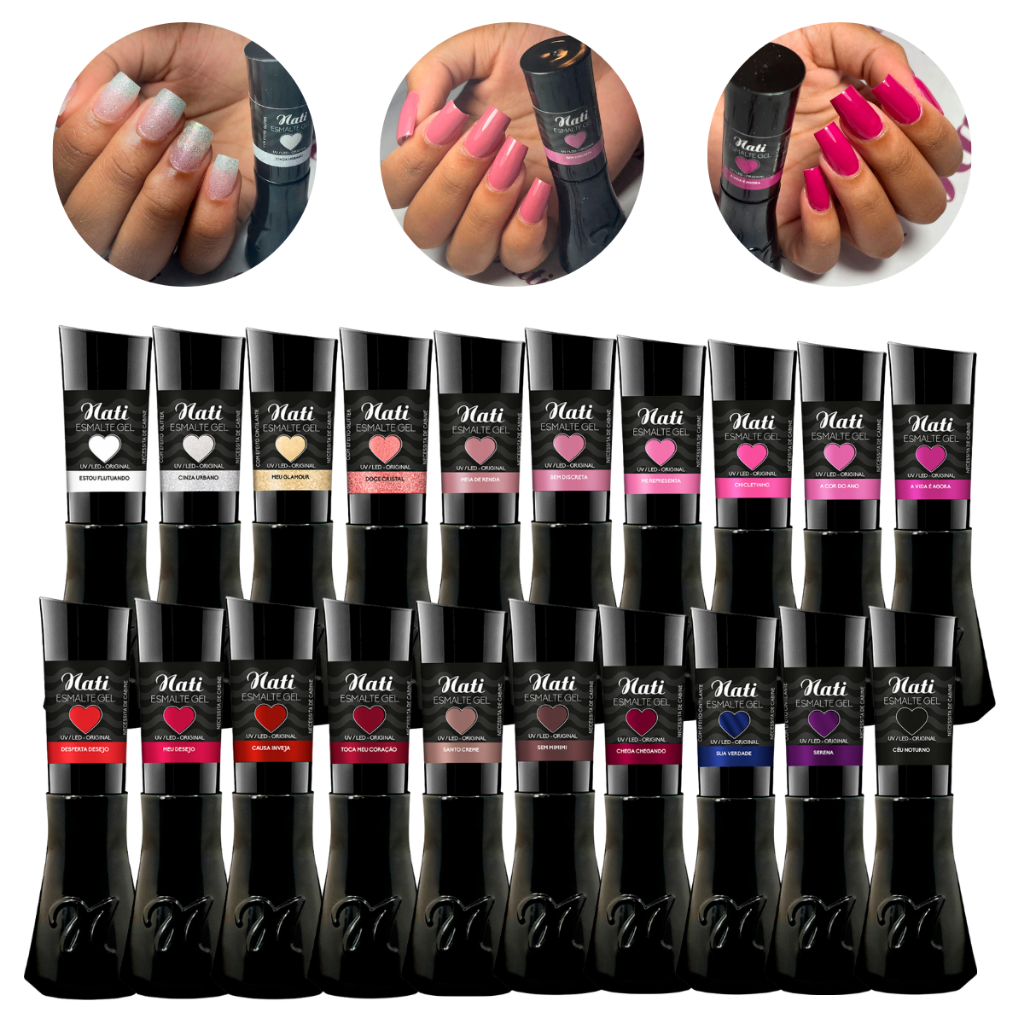 Kit 20 Esmaltes Nati Cores Sortidas Coleção Completa Lançamento Gel