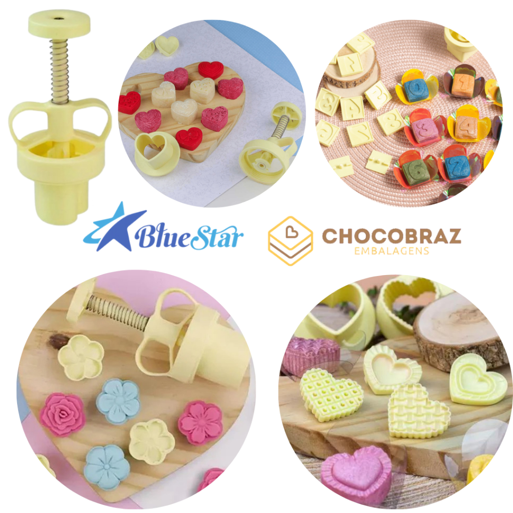 Kit Ejetor Molde Para Massas Brigadeiro E Doces Blue Star Max Flor