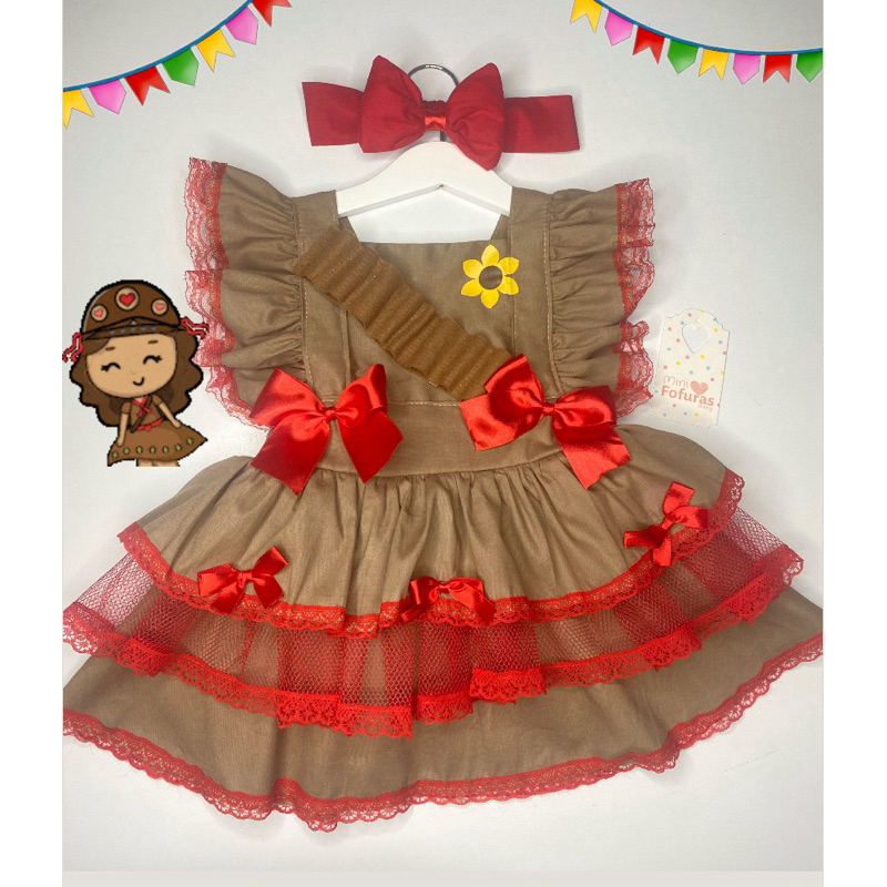 vestido romper junino maria bonita São João bebês caipira matura