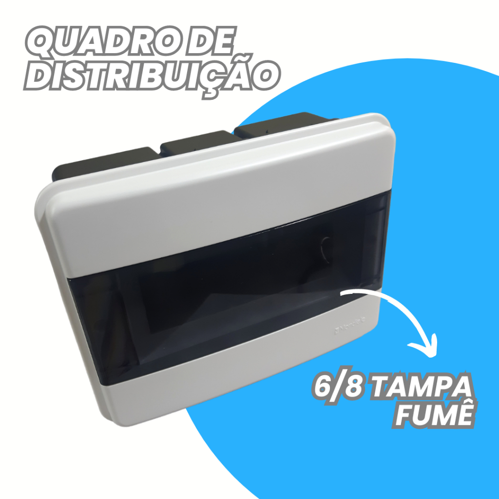 Quadro de Distribuição para 8 Disjuntor Tampa Fumê Embutir Suporte