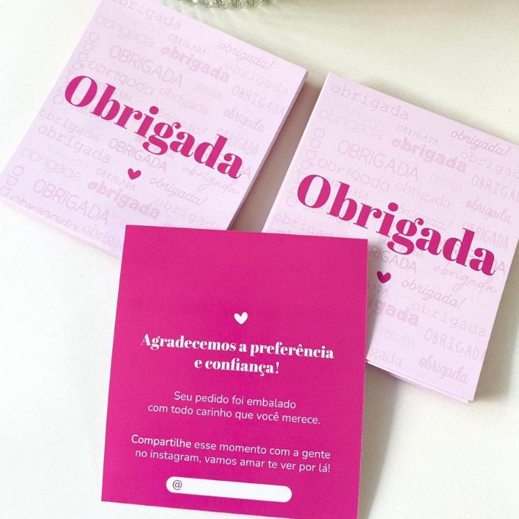 Cartão Agradecimento Ao Cliente Pronta entrega qualidade Cor Pink