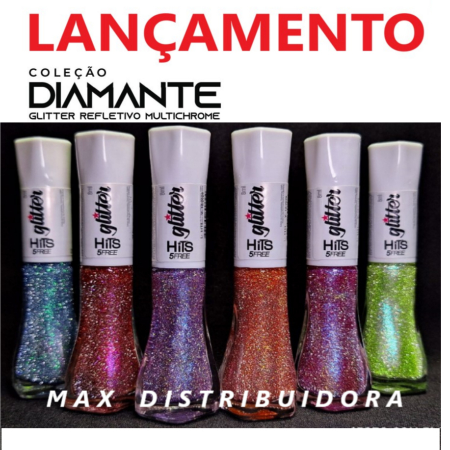 Kit Esmaltes Hits Diamante Gliter Refletivo Multichrome