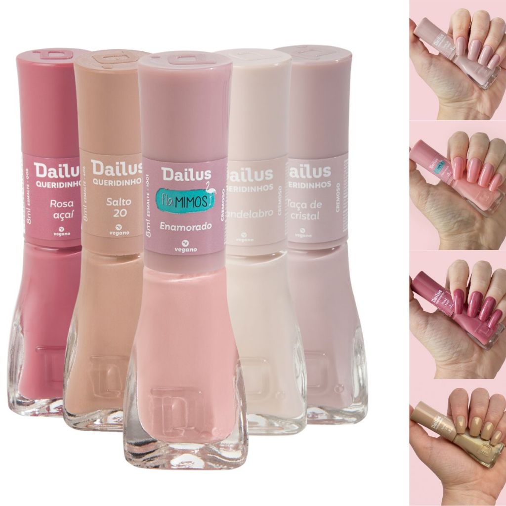 DAILUS KIT 5 ESMALTES TONS ROSA E NUDE Shopee Brasil