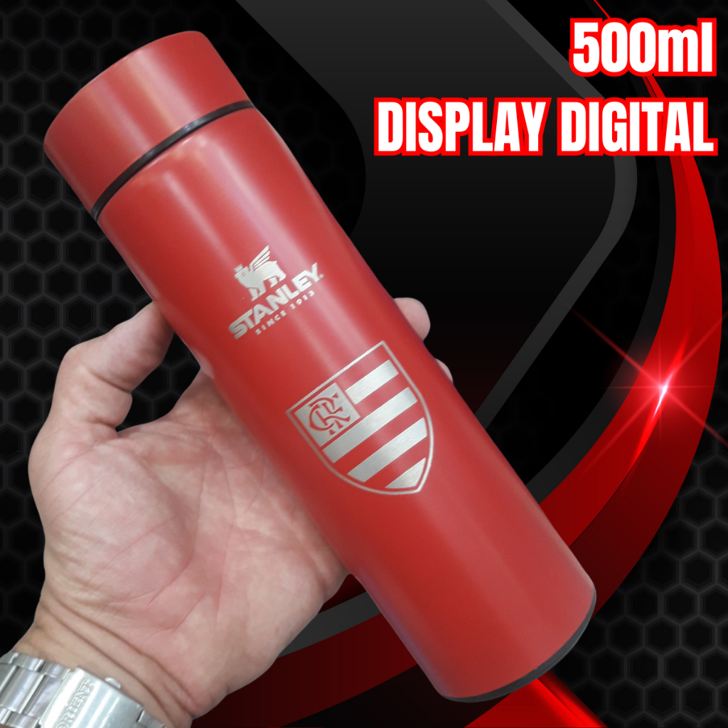 Garrafa T Rmica Led Personalizada Tema Flamengo Cor Gravada A Laser