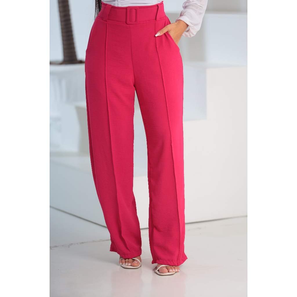 Cal A Pantalona Feminina Duna Plus Size Alfaiataria Wide Leg Cintura