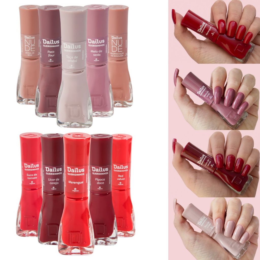 DAILUS KIT 10 MARAVILHAS Esmaltes Tons Vermelho E Nude Shopee Brasil