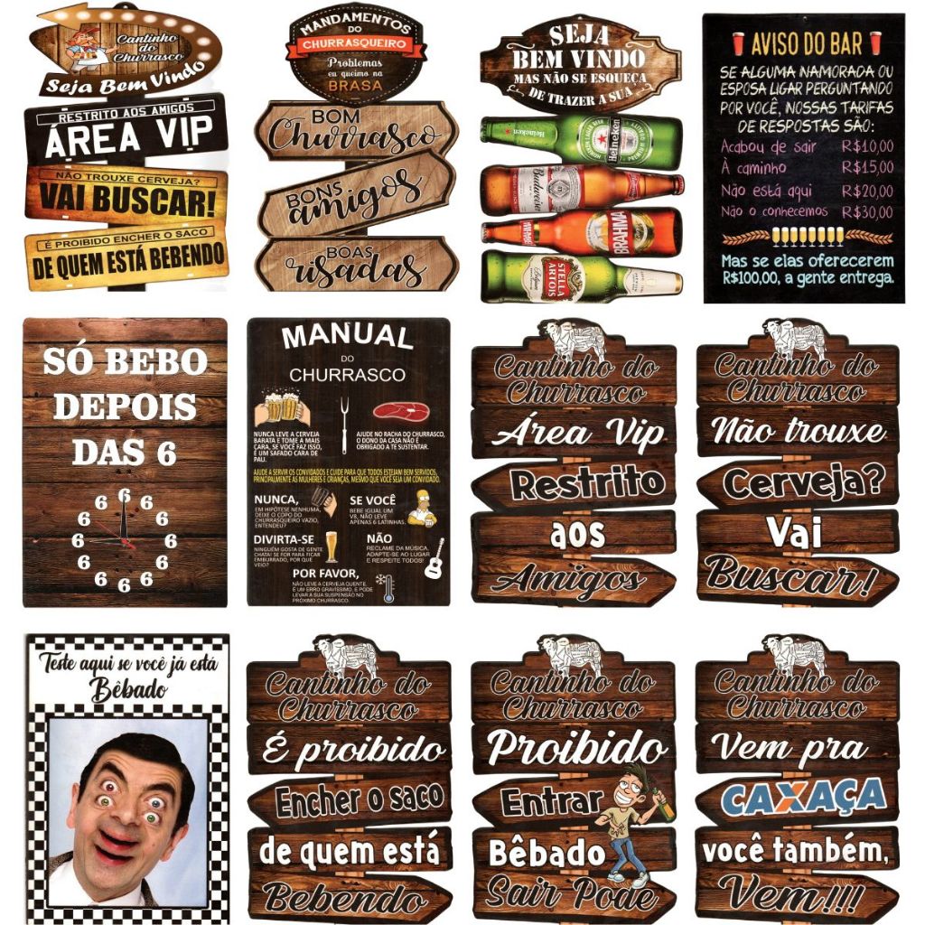 Kit Placas Quadros Decorativos Frases Bebidas Decora O Rea Gourmet