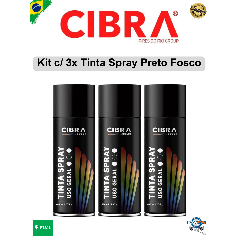 Tinta Spray Uso Geral Preto Fosco Ml Kit C Cibra Color Nova