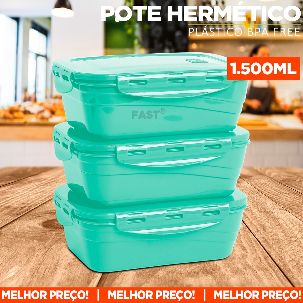 Kit Potes Herm Tico Ml Pl Stico Tampa Trava Veda O Em Silicone