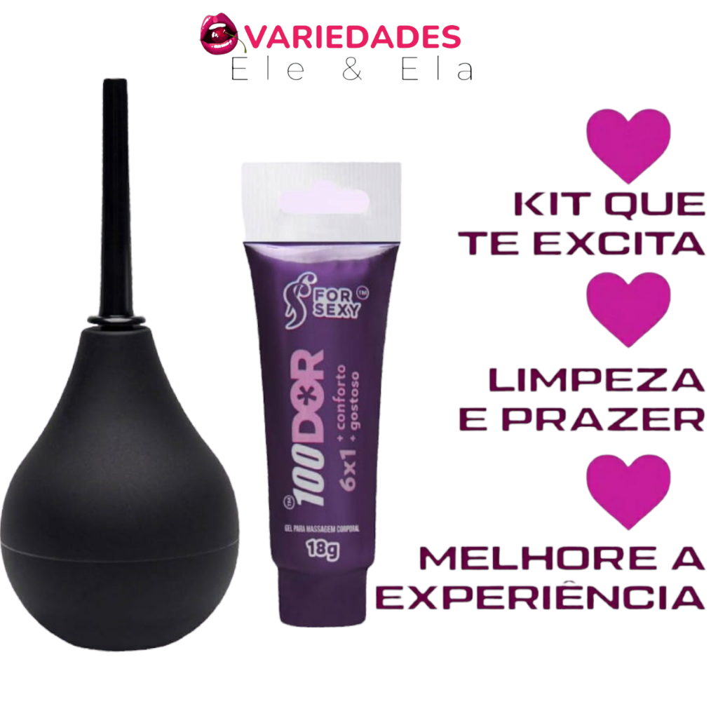 Kit Sex Shop Ducha Higiênica Anal Gel Lubrificante Anestésico DOR