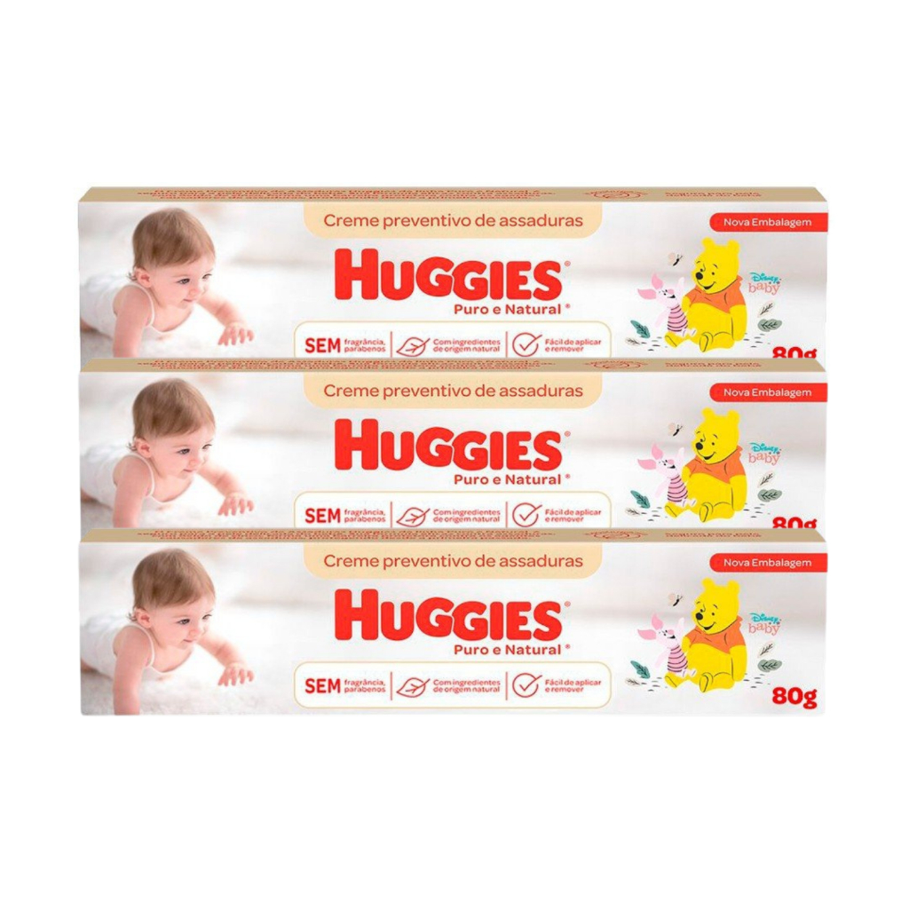 Kit 3 Cremes De Assadura Huggies 80g Puro E Natural Shopee Brasil