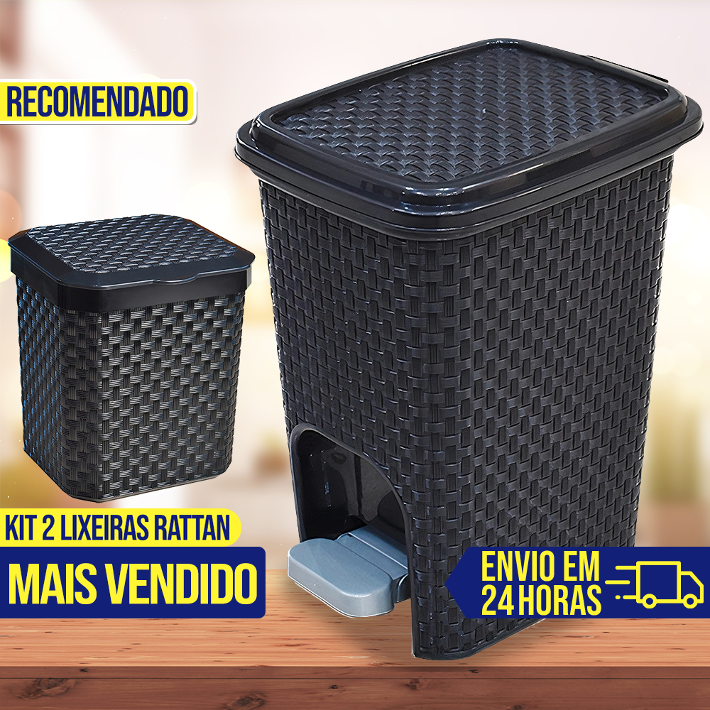 KIT COZINHA RATTAN Lixeira 7 Litros Porta Detergente Lixeira De Pia 5