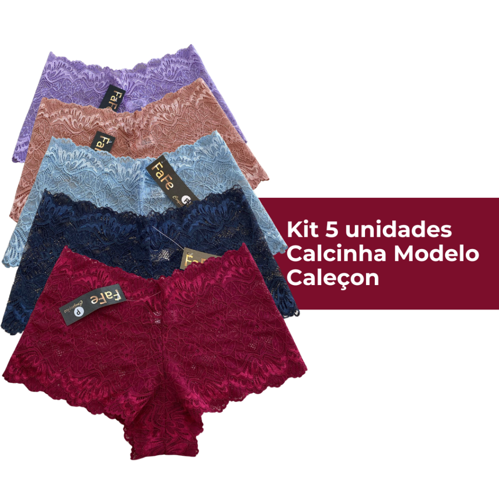 Kit 5 Shortinho De Renda Calesson Lingerie Sexy Shopee Brasil
