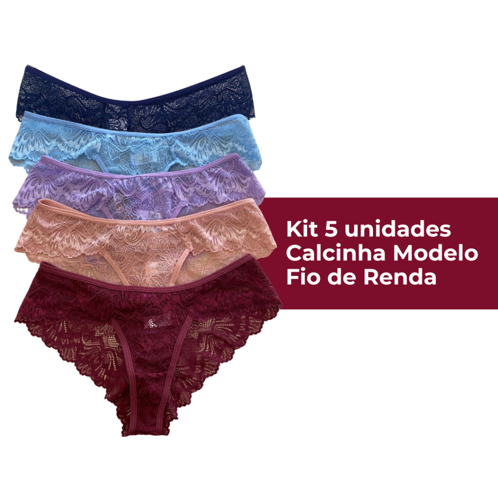 Kit Calcinhas Fio De Renda Lingerie Sexy Shopee Brasil