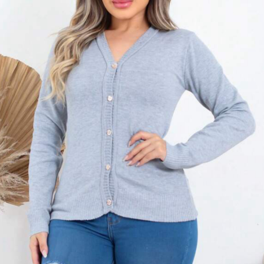 Casaco Feminino Liso B Sico Elastano Blusa De Frio Trico Tricot Es