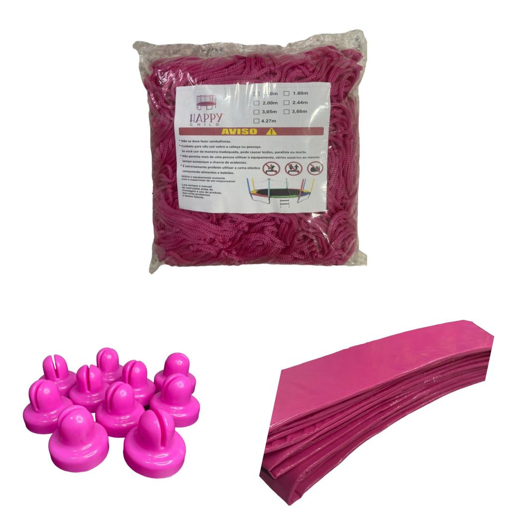 Kit Rede 4 27 Protetor De Molas 8 Ponteiras Rosa Pink Para Cama