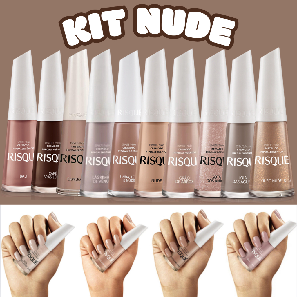 KIT Manicure NUDE 10 Unidades De Esmaltes Cores Nude RISQUE Shopee Brasil
