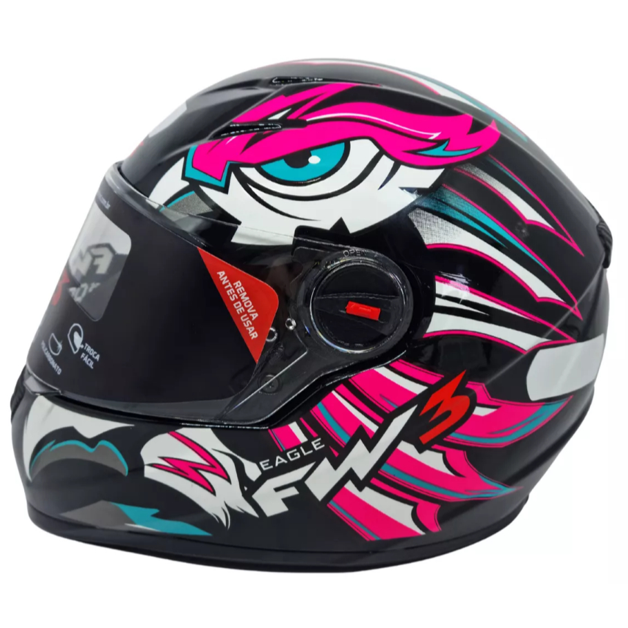 Capacete Fw Gtn Eagle Rosa Azul Shopee Brasil