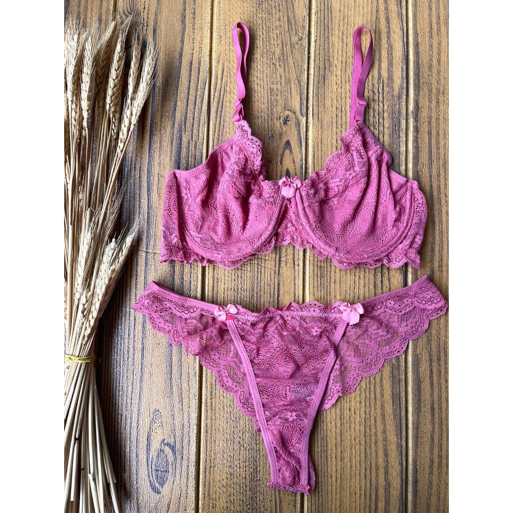 Conjunto Lingerie Sem Bojo Aro Calcinha Tanga De Renda Shopee Brasil