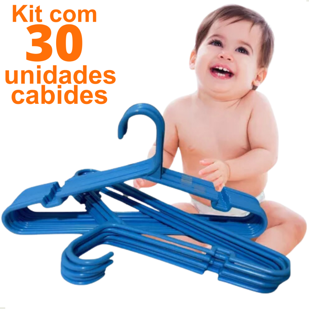 Kit Cabides Infantil de Acrílico Transparente Rosa Azul e Branco 30