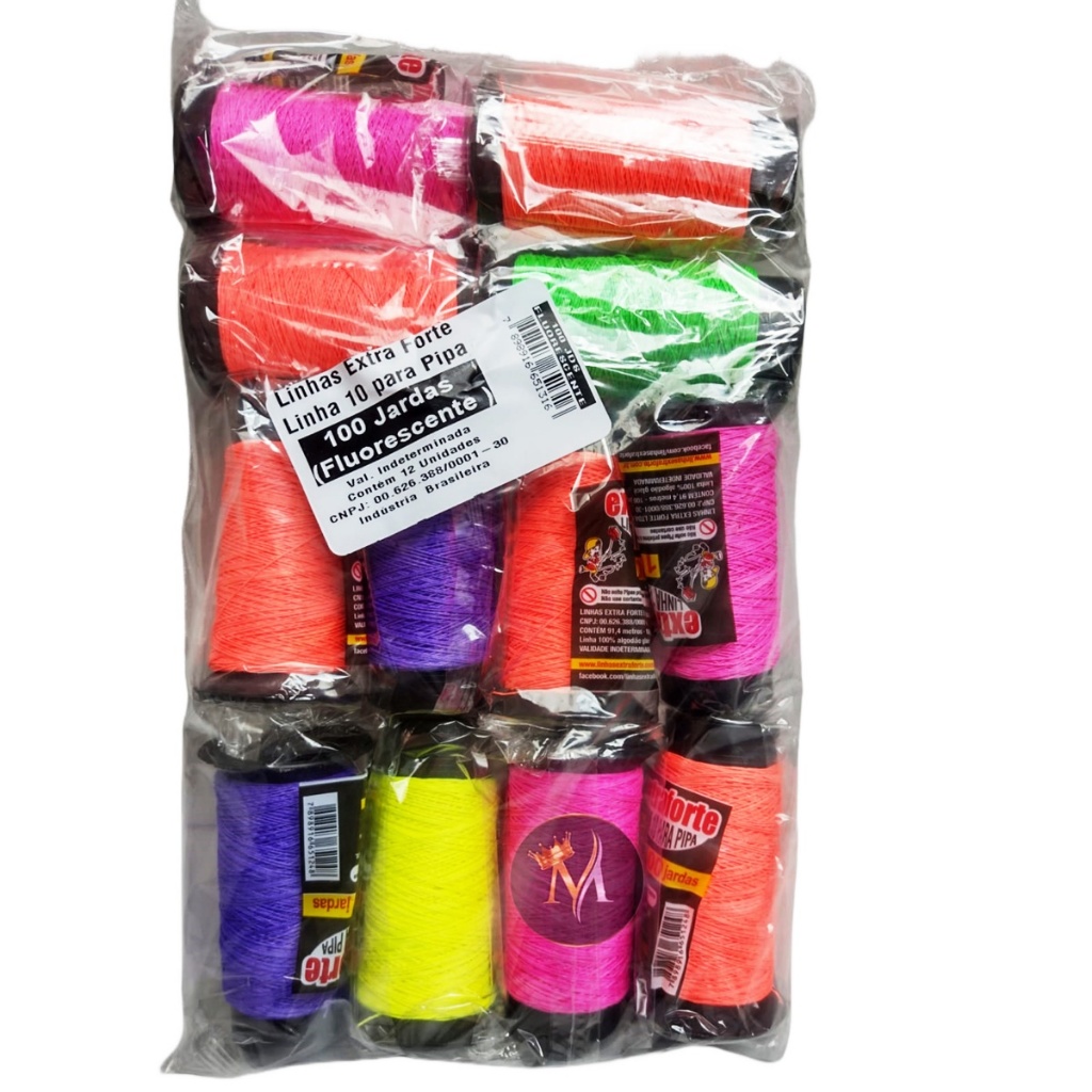 Linha De Pipa 100 Jardas Kit 12 Unidades Linha Fluorescente Shopee Brasil