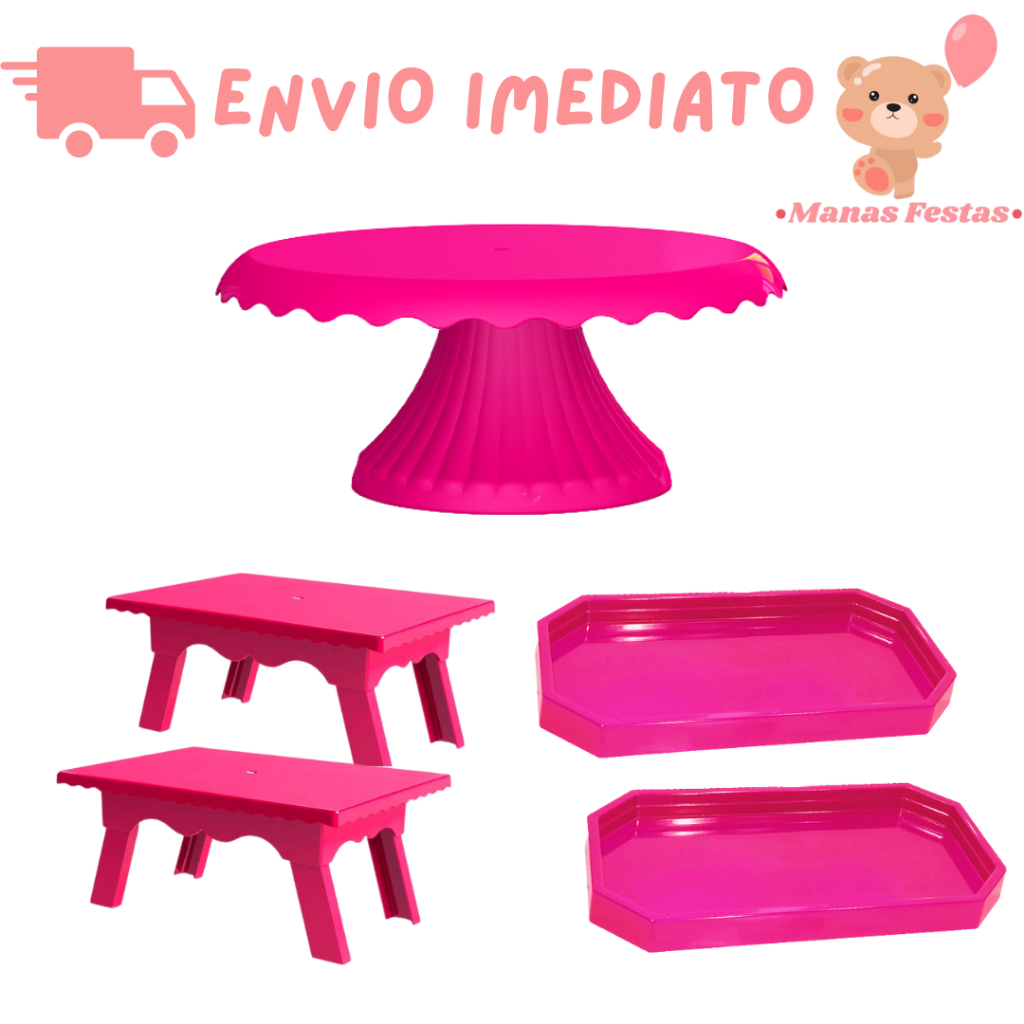 Kit Lapidada Boleira Cake Renda 19cm 2 Mesinhas 2 Mini